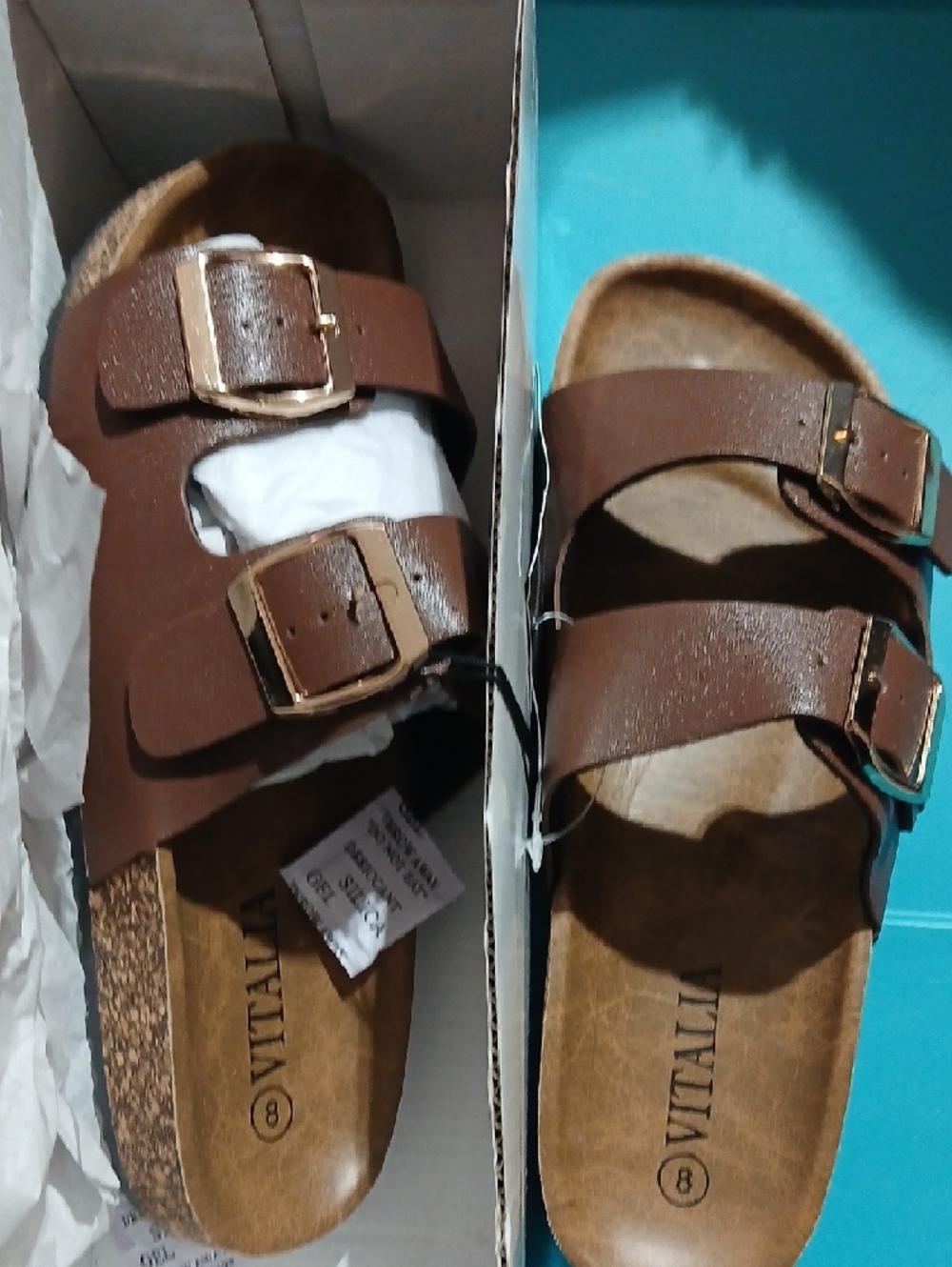 Brown Double Buckle Slide Sandal - Picture 7 of 8